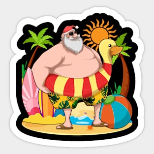 Funny Santa Claus Tropical Summer Hawaii Christmas In July Sticker